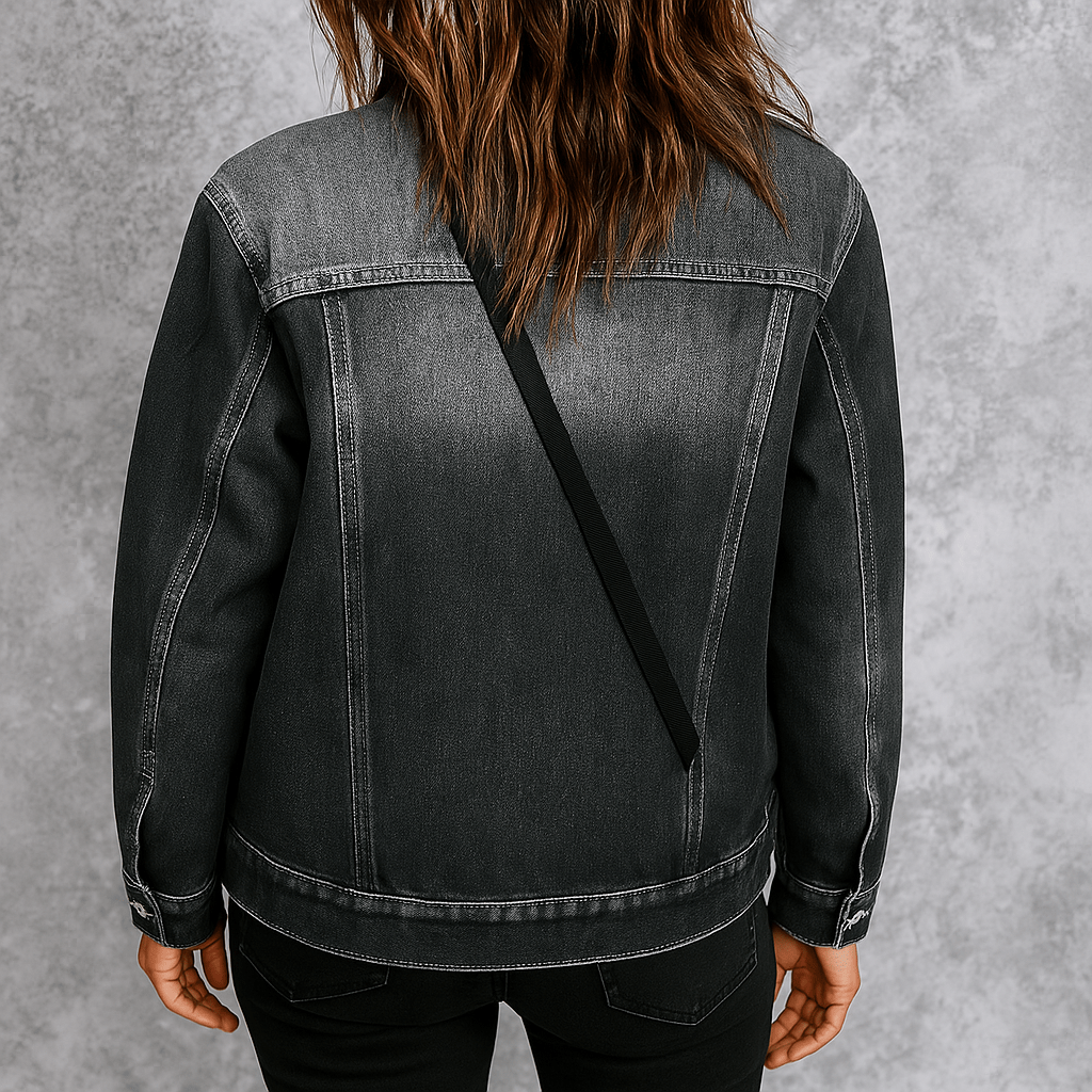 Jaqueta Feminina Jeans Preta Luisa