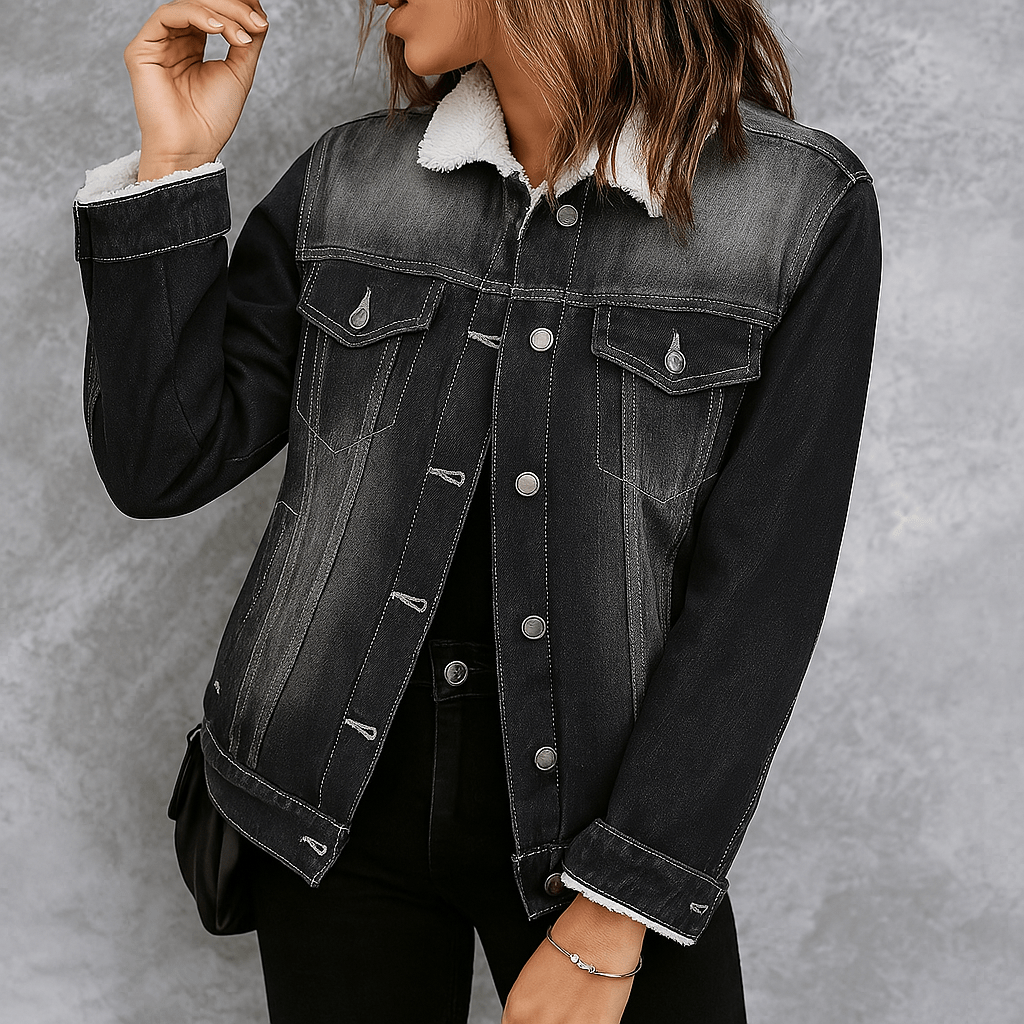 Jaqueta Feminina Jeans Preta Luisa